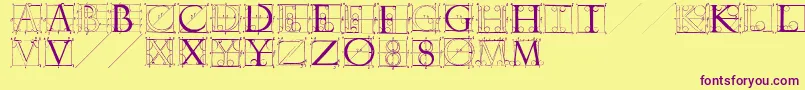 Sketchesbyduerer-Schriftart – Violette Schriften auf gelbem Hintergrund