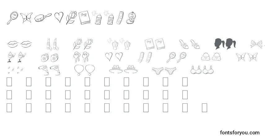 Schriftart PrincessOt – Alphabet, Zahlen, spezielle Symbole