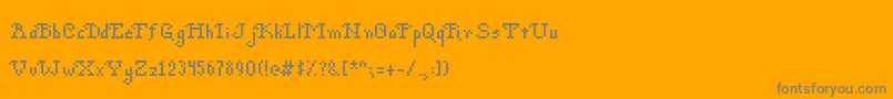 PohPixels-fontti – harmaat kirjasimet oranssilla taustalla