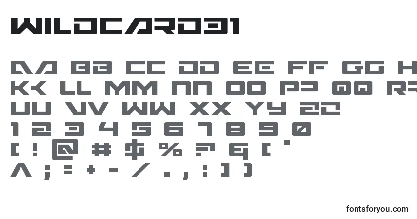 Czcionka Wildcard31 – alfabet, cyfry, specjalne znaki