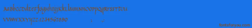 CalligraphyUnicase Font – Brown Fonts on Blue Background