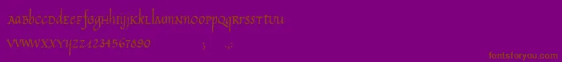 Fonte CalligraphyUnicase – fontes marrons em um fundo roxo