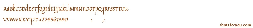 Weitere Informationen zur CalligraphyUnicase-Schriftart CalligraphyUnicase-Schriftart – Braune Schriften auf weißem Hintergrund