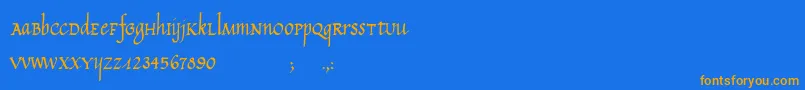 Saiba mais sobre a fonte CalligraphyUnicase Fonte CalligraphyUnicase – fontes laranjas em um fundo azul