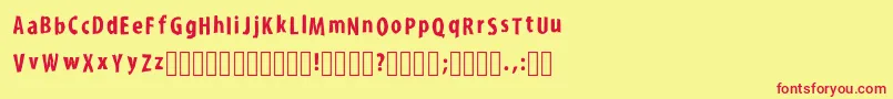 KroyfontRegular-fontti – punaiset fontit keltaisella taustalla