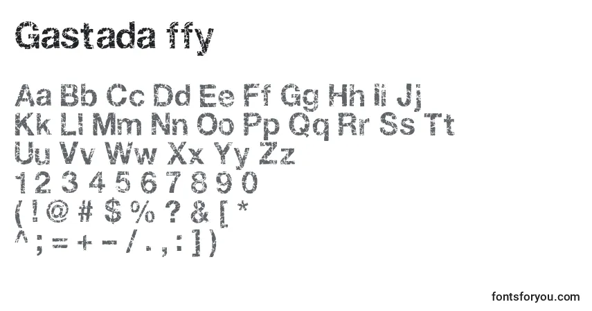 A fonte Gastada ffy – alfabeto, números, caracteres especiais
