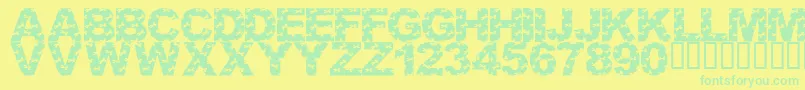LmsCutItOut Font – Green Fonts on Yellow Background