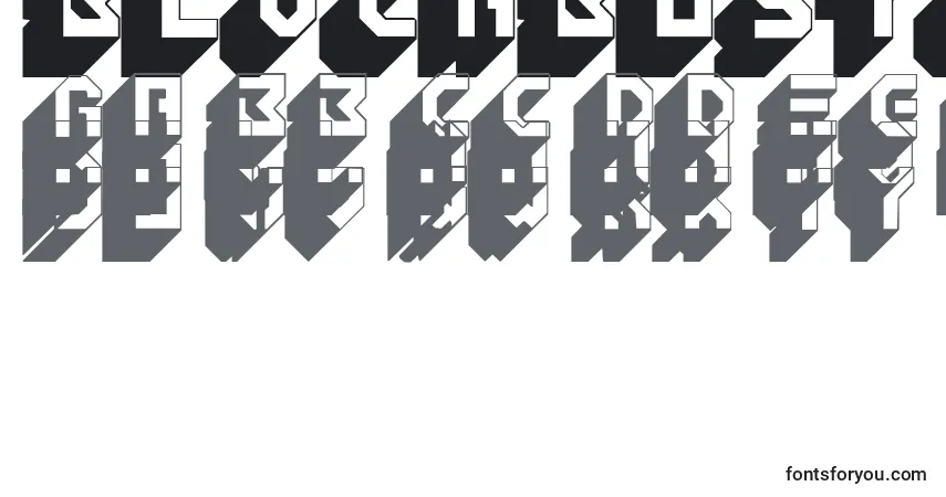 Schriftart Blockbuster – Alphabet, Zahlen, spezielle Symbole