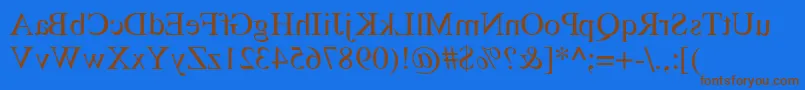 フォントDabbington – 茶色の文字が青い背景にあります。