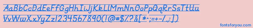 Kgprimaryitalicslined Font – Blue Fonts on Pink Background