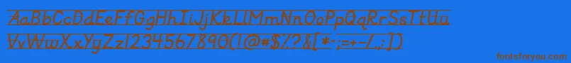 Kgprimaryitalicslined Font – Brown Fonts on Blue Background