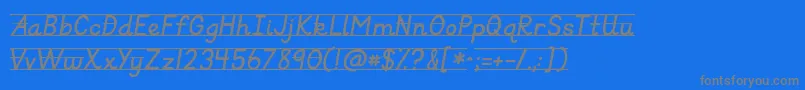 フォントKgprimaryitalicslined – 青い背景に灰色の文字