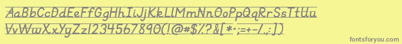 Kgprimaryitalicslined-fontti – harmaat kirjasimet keltaisella taustalla