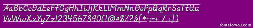 Kgprimaryitalicslined Font – Green Fonts on Purple Background