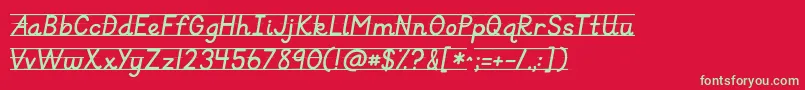 Kgprimaryitalicslined Font – Green Fonts on Red Background