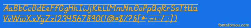 Kgprimaryitalicslined Font – Orange Fonts on Blue Background