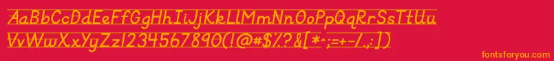 Kgprimaryitalicslined Font – Orange Fonts on Red Background