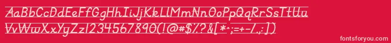 Kgprimaryitalicslined-Schriftart – Rosa Schriften auf rotem Hintergrund