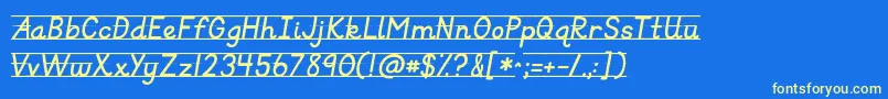 Kgprimaryitalicslined Font – Yellow Fonts on Blue Background