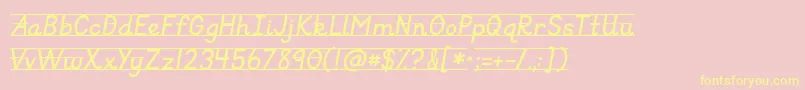 Kgprimaryitalicslined-fontti – keltaiset fontit vaaleanpunaisella taustalla