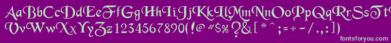 Weitere Informationen zur Merced-Schriftart Merced-Schriftart – Grüne Schriften auf violettem Hintergrund