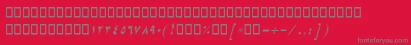 Fonte BNikiBorderItalic – fontes cinzas em um fundo vermelho