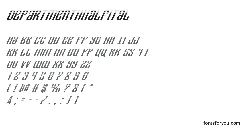 Czcionka Departmenthhalfital – alfabet, cyfry, specjalne znaki