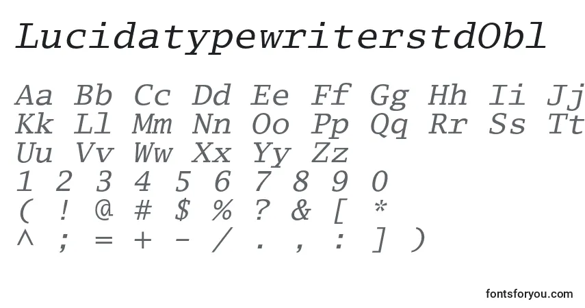 Czcionka LucidatypewriterstdObl – alfabet, cyfry, specjalne znaki