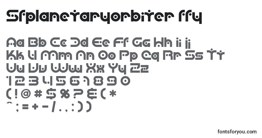 A fonte Sfplanetaryorbiter ffy – alfabeto, números, caracteres especiais