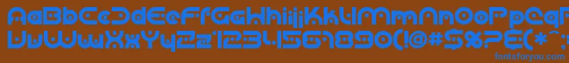Sfplanetaryorbiter ffy-Schriftart – Blaue Schriften auf braunem Hintergrund