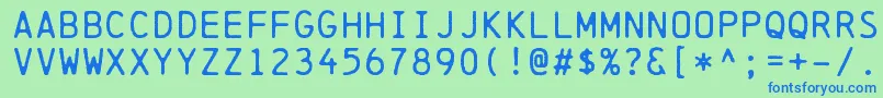 ChainprinterRegular Font – Blue Fonts on Green Background