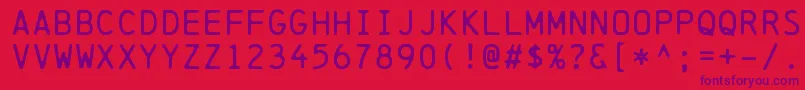 Weitere Informationen zur ChainprinterRegular-Schriftart ChainprinterRegular-Schriftart – Violette Schriften auf rotem Hintergrund