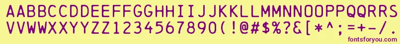 ChainprinterRegular Font – Purple Fonts on Yellow Background