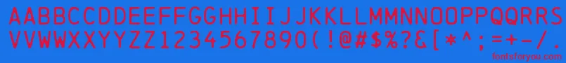 ChainprinterRegular Font – Red Fonts on Blue Background