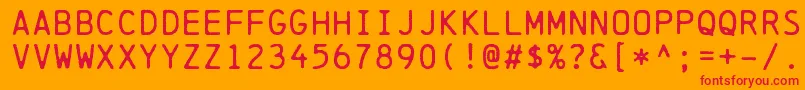 ChainprinterRegular-Schriftart – Rote Schriften auf orangefarbenem Hintergrund