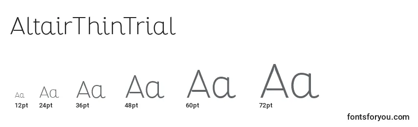 Размеры шрифта AltairThinTrial