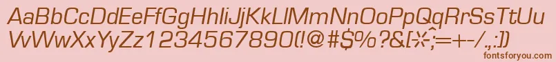 Czcionka EurasiaRegularitalic – brązowe czcionki na różowym tle