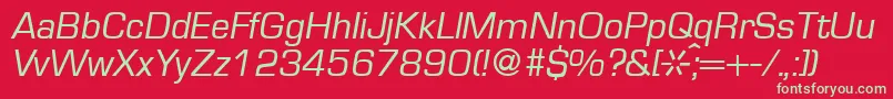 Fonte EurasiaRegularitalic – fontes verdes em um fundo vermelho