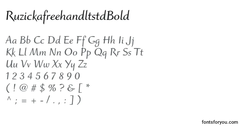 Czcionka RuzickafreehandltstdBold – alfabet, cyfry, specjalne znaki