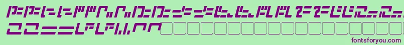 Czcionka ModernIaconicItalic – fioletowe czcionki na zielonym tle
