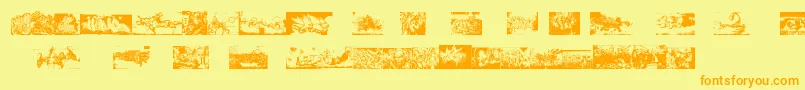Instantgraffitication-Schriftart – Orangefarbene Schriften auf gelbem Hintergrund