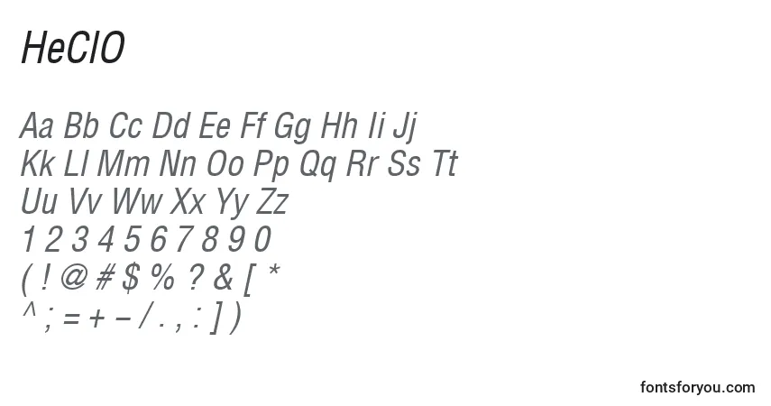 HeClO font – alphabet, numbers, special characters