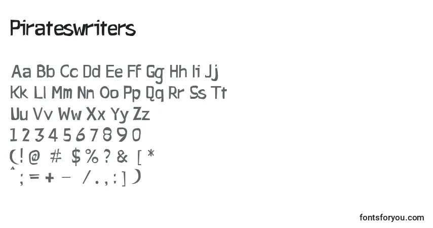Pirateswriters-fontti – aakkoset, numerot, erikoismerkit