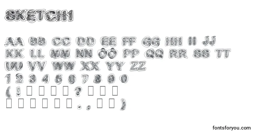 Czcionka Sketch1 – alfabet, cyfry, specjalne znaki