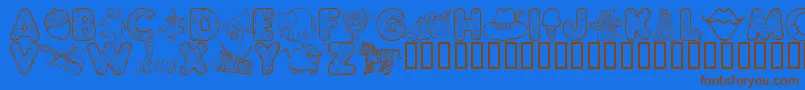 KgAbcs Font – Brown Fonts on Blue Background