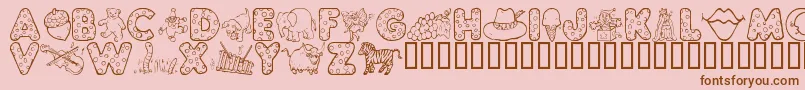 Weitere Informationen zur KgAbcs-Schriftart KgAbcs-Schriftart – Braune Schriften auf rosa Hintergrund
