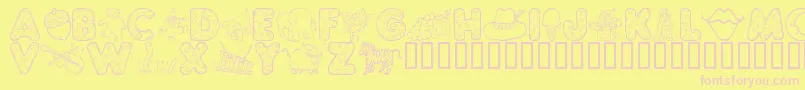 KgAbcs Font – Pink Fonts on Yellow Background