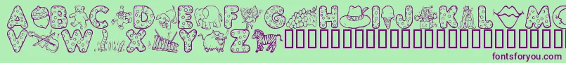 KgAbcs Font – Purple Fonts on Green Background