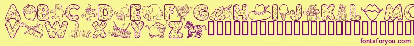 KgAbcs Font – Purple Fonts on Yellow Background