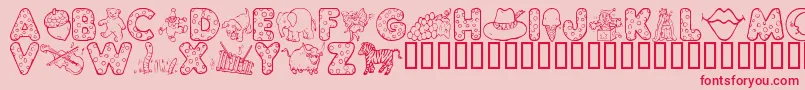 KgAbcs-Schriftart – Rote Schriften auf rosa Hintergrund